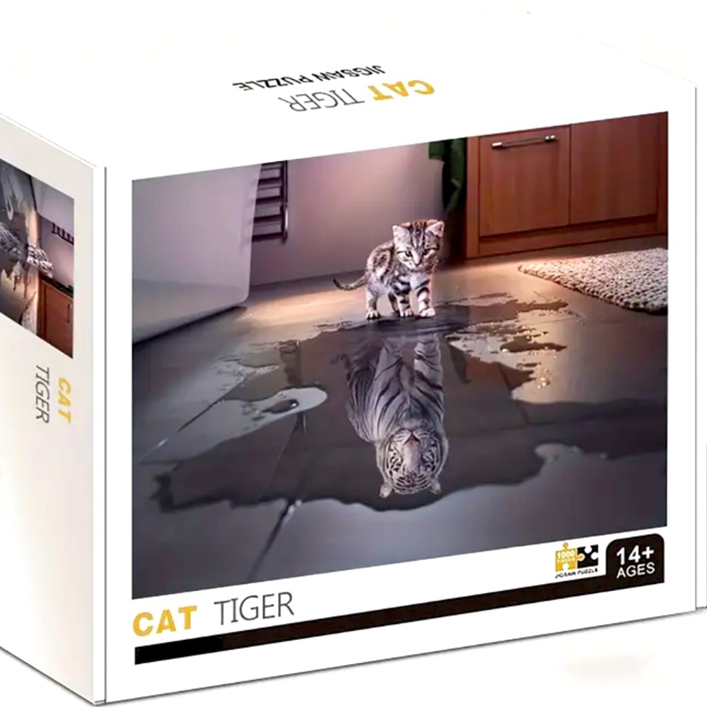 1000 piece jigsaw puzzle - cat kitten sees itself as a tiger